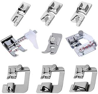 Fbshicung 9Pcs Sewing Machine Feet Set Includes 3pcs Narrow Rolled Hem Presser Feet,3Pcs Rolled Hem Pressure Foot,Zig Zag Presser Foot,Adjustable Guide Foot, Bias Binder Foot for Brother Singer Janome