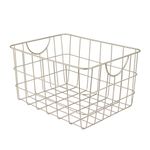 Spectrum Diversified Utility Basket, Sturdy Steel Wire Storage Solution, Curved Easy Grab Handles, Decorative Organization for Toys, Pet Supplies, Clothing, Pantry & More, Satin Nickel