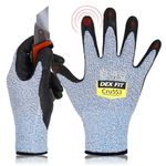 DEX FIT Level 5 Cut Resistant Gloves Cru553, 3D-Comfort Fit, Grip, Thin & Light, Touchscreen, Breathable, Washable; 1 Pair (Blue, Large (1 Pair))