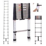 Telescoping Ladder 14.5FT,BOWEITI Extension Step Ladder One Button Retraction,Stainless Steel Collapsible Ladder Slow Down Design for Home RV Loft,330 lbs Max Capacity