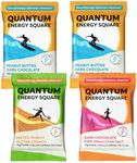 Quantum Energy Square: Energy Bar with Caffeine & 10g Protein. Delicious Healthy Snack On The Go. (Vegan, Gluten-free, Soy-free, Dairy-free). Flavor: Variety 4-Pack