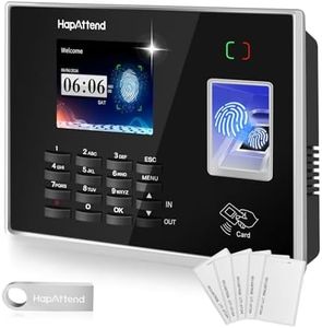 HapAttend Time Clocks for Employees Small Business Automatic Calculate Hours, 0 Monthly Fees Fingerprint Time Clock, H2 Standalone Biometric Clock in Machine for Employees with 5 RFID Cards (No WiFi)
