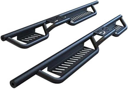 Running Boards Compatible with 2018-2024 Jeep Wrangler JL 4 Door, Black Powder Coated Nerf Bar w/Two Stairs Design All-Steel Build, Bolt-on Side Steps