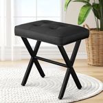 RKVPCNE Vanity Stool Ottoman Stool Chair for Vanity Chair with Metal X Legs, Footrest Upholstered Makeup Stool for Makeup Room, Living Room, Bathroom, Padded Foot Rest Seat for Entryway(Black)