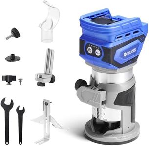 SainSmart Cordless Router, Brushless Compact Router Wood Tool with Fixed Base, 5 Speeds 28000RPM, with 1/4” Collet, for CNC Woodworking & DIY Project, No Batteries Included