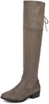 DREAM PAIRS Women's Lei Khaki Over The Knee High Low Block Heel Riding Boots Size 5 B(M) US