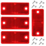 AGRISHOP Trailer Reflectors Pack of 4,E Approved,90x40x8mm,Reflective Reflectors Red Rectangular for RV Gate Posts Walls,Rear Cat’s Eye Reflectors Screw Fit for Car Caravan(Red/Rectangular/4Pack)