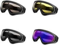 LFWCZS 4 Pack Ski Goggles, Snowboard Snow Goggles for Men Women Kids Adult Youth, UV Protection Anti-fog Motorcycle Goggles (colorful) (black frame)