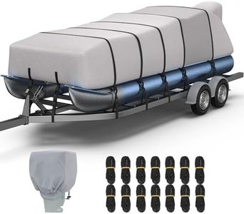 RVMasking Pontoon Boat Cover, 1400D Reinforced, Motor Cover, 25-28ft, Gray