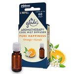 Glade Aromatherapy Essential Oil Diffuser Refill, Cool Mist Aromatherapy Diffuser & Air Freshener for Home, Pure Happiness with Orange & Neroli Scent, 17.4 ml