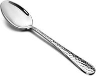 E-far 12-Piece Stainless Steel Hammered Dinner Spoons Set, Modern Silver Large Soup Spoons for Home, Kitchen, Restaurant, Round Edge & Mirror Polished, Dishwasher Safe - 7.9 Inches