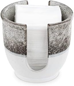 Navaris Porta Spugna Ceramica - Piccolo Porta Spugne Lavello Cucina - Portaspugna Lavabo Bagno Moderno - Organizer Portaspugne Bianco Grigio Ø9x9cm