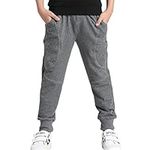 Rysly Boys Cotton Sweatpants Kids Casual Jogger Pants Tapered Ankle Pants Age 4-12 Years (Gray,130)