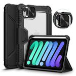 Nillkin Case for iPad Mini 6 2021, [Slide Camera Cover, Built-in Pencil Holder] PU Leather Protective Stand Cover with Auto Sleep/Wake - Black
