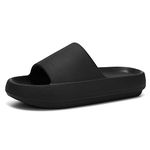 DIRK Slides for Women and Men Sandals Pillow Slippers Shower shoes Cushioned Cloud Slides,Black,8 Women/6 Men