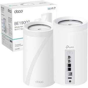 TP-Link Deco BE85 Tri-Band Whole Home Mesh WiFi 7 System, Quad-Core CPU WiFi Mesh System, Connects up to 200 Devices, 320 MHz Channels, 4K-QAM WiFi 7 Tech, 10 Gbps WAN/LAN Ports Mesh System, Pack of 2
