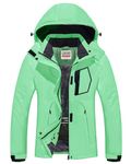 WULFUL Women's Waterproof Snow Ski Jacket Mountain Windproof Winter Coat with detachable hood (Fluorescent Green, S)