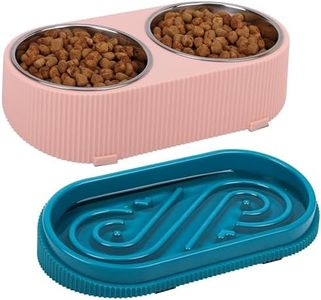 Belle Vous Ciotola Cani Rialzata per Cibo e Acqua Rosa - 2 x 350 ml Ciotole Acciaio con 30.5 x 15 x 9 cm Supporto Rialzato Antiscivolo - Per Cani e Gatti di Taglia Piccola, Media