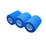 Fuluning,3-Pack, 3inches x 5 Yards, Self-Adherent Cohesive Tape, Strong Sports Tape for Wrist, Ankle Sprains & Swelling, Self-Adhesive Bandage Rolls, Blue Color