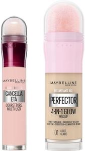 Maybelline New York, Kit con Correttore Multiuso Cancella Età, Tonalità: 05 Brightener + Fondotinta Illuminante Instant Perfector 4 in 1, Tonalità: 01 Light