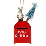 WaaHome Metal Santa Mailbox Christmas Ornaments Red Mail Box Keepsake Christmas Tree Ornaments Decorations, Mailbox Merry Christmas Ornaments Gifts for Kids Mailman Postal Worker Post Office