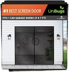 UnBugs Garage Screen Doors for 1 Car Garage - Fits Single Garage Doors up to 9 Feet Wide x 7 Feet Tall MAX - Pet & Kid Friendly, Self-Closing - Hands Free Magnet Closure Keeps Bugs Out & Breeze in