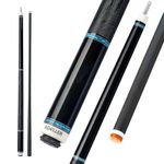 KONLLEN Ebony Pro Series Carbon Fiber Pool Cue Stick Handmade Inlay Cue (Turquoise Ring Inlay, Carbon Technology Low Deflection Billiard Cue Stick, Ebony Butt, 12.5mm,147cm)