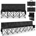 Menkxi 2 Size Portable Folding Soccer Bench Chair with Back Team Sports Sideline Bench Chair for Football Camp Travel Outdoor Foldable Seating Camping with 2 Storage Bags(4 Seats, 8 Seats,Black)