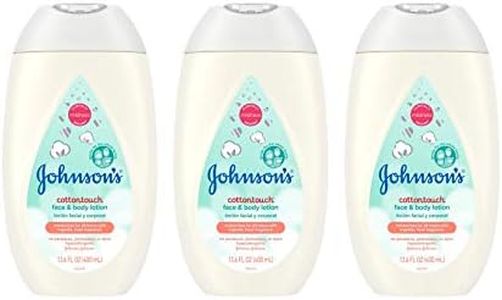 Johnson's Baby CottonTouch Newborn Baby Face and Body Lotion, Hypoallergenic Moisturization for Baby's Skin, Made with Real Cotton, Paraben-Free, Dye-Free, White, 13.6 fl. oz (Pack of 3)