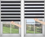 Blinhdome Cordless Custom Zebra Roller Blackout Shades and Blinds, Dual Layer Sheer Shades or Privacy Light Control, Day and Night Window Shades for Room Darkening, Easy to Install, Black