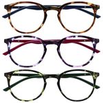 Opulize Met 3 Pack Reading Glasses Large Round Brown Purple Green Mens Womens Spring Hinges RRR60-256 +0.00