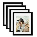 SOBINKING 8x6 Photo Frames Black, 6x8 Solid Wooden Picture Frames with Mount, Rectangular Picture Frames with Mat for Wall or Tabletop, Horizontal and Vertical, 4 Pack