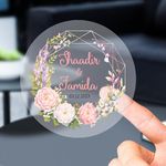 Youdian Custom Stickers Personalized Stickers Lables for Businesses Logo and Name,Birthday Party Baby Candy Candle Gift Boxes Wedding Favors Labels Thank You Stickers (Transparent Stickers)