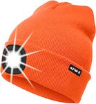 ATNKE LED Lighted Beanie Cap,USB Rechargeable Running Hat Ultra Bright 4 LED Waterproof Light Winter Warm Gifts for Men and Women/Bright Orange