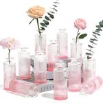 ComSaf Glass Bud Vases Set of 12, Small Bud Vase in Bulk, Mini flower vase for Centerpiece, Vintage Decorative Vase Set for Flowers, Wedding Reception, Christmas, Home Decor (Gradient Pink)