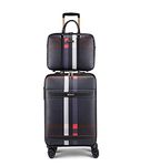 feilario 2Pcs Leather Expandable Spinner Wheel Luggage Waterproof Carry-On Suitcase with TSA Lock for Business/Travel - Capacity 36-55L, checkered, 20 inches, Business