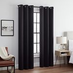 Eclipse Andover Solid Tripleweave Thermal Blackout Grommet Curtains for Bedroom (2 Panels), 42 in x 63 in, Black