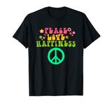 Peace Love Happiness Hippie Costume Retro 60s 70s Women Men T-Shirt