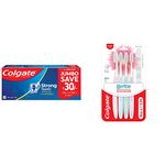 Colgate Strong Teeth Cavity Protection Toothpaste, Colgate Toothpaste with Calcium Boost, 500gm Saver Pack, India's No.1 Toothpaste & Colgate Sensitive Soft Bristles Toothbrush - 4 Pcs