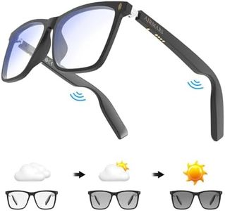 𝐒𝐦𝐚𝐫𝐭 𝐆𝐥𝐚𝐬𝐬𝐞𝐬 with Voice Assistant, Built-in Speaker and Microphone, Photochromic Blue Light Filtering Lenses, UV Protection Polarized Bluetooth Sunglasses for Men and Women (Photochromic)