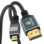 Thsucords Ultra Thin 8K 4K Micro HDMI to HDMI Cable 1M, Flexible Soft & Slim Micro HDMI 2.1 Lead 48Gbps High Speed 8K@60hz, 4K@120hz Compatible with GoPro Raspberry Pi 4 Sony Camera Nikon