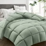 HYLEORY All Season California King Size Bed Comforter - Cooling Down Alternative Quilted Duvet Insert with Corner Tabs - Winter Warm - Machine Washable - Sage Green