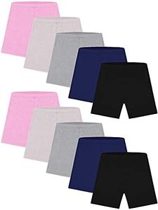 Resinta 10 Pack Dance Shorts Girls Bike Short Breathable and Safety 10 Color, Black,gray,beige,navy,pink, 6-7 Years