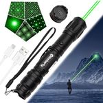 Climberty® Powerful LED Green Laser Pointer, Waterproof Flashlight, 10000m Long Range, USB Rechargeable, 8 Pattern Projection Suitable for Stargazing Teaching Hiking and Construction Sites