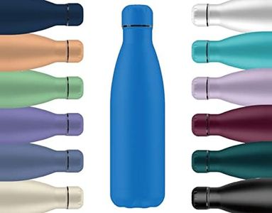 Mi Ko Mi Ka Botella de Agua Térmica de Acero Inoxidable Reutilizable | Sin BPA | Mantiene 24H Frio / 12H Calor | Hermética - Doble Pared a Prueba de Fugas (Azul, 500ml)