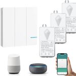 Smart WIFI Wireless Receiver, NineLeaf WiFi Mini DIY Switch, Compatible with Alexa Echo, Google Home, Tuya/Smart Life APP, 10A 1000W, 80-275V, WIFI & 433MHz(1x 3-Gang Switch and 3x WIFI Receivers)