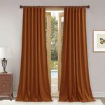 StangH Burnt Orange Velvet Curtains Light Blocking Bedroom Panels 102 inches Long, Thermal Insulated Window Treatment Soundproof for Study/Office Luxury Decor for Hallway, W52x L102, 2 Panels