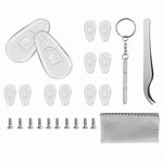 Eyeglasses Nose Pads, Gewaha Soft Silicone Air Chamber Eyeglass Nose Pads, Glasses Repair Kit,with 10 Pair Nose Pads, 20 Universal Screws, Screwdriver, Cleaning Cloth and Tweezers