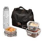 GLASAFE Borosilicate Glass Tiffin,Lunch Box|Microwave Safe|Leak Proof|BPA Free|Dishwasher Safe|Safety Lock Airtight|Office,College,School,Travel (Lunch Kit - 1, Soothing Slate)