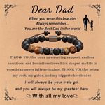 WDong dad gifts, presents for dad bracelet with Tiger Eye and Black Matte Stone, Adjustable Beads Bracelet Gifts for dad on Birthday Fathers Day Christmas from daughter and son (To Dad)